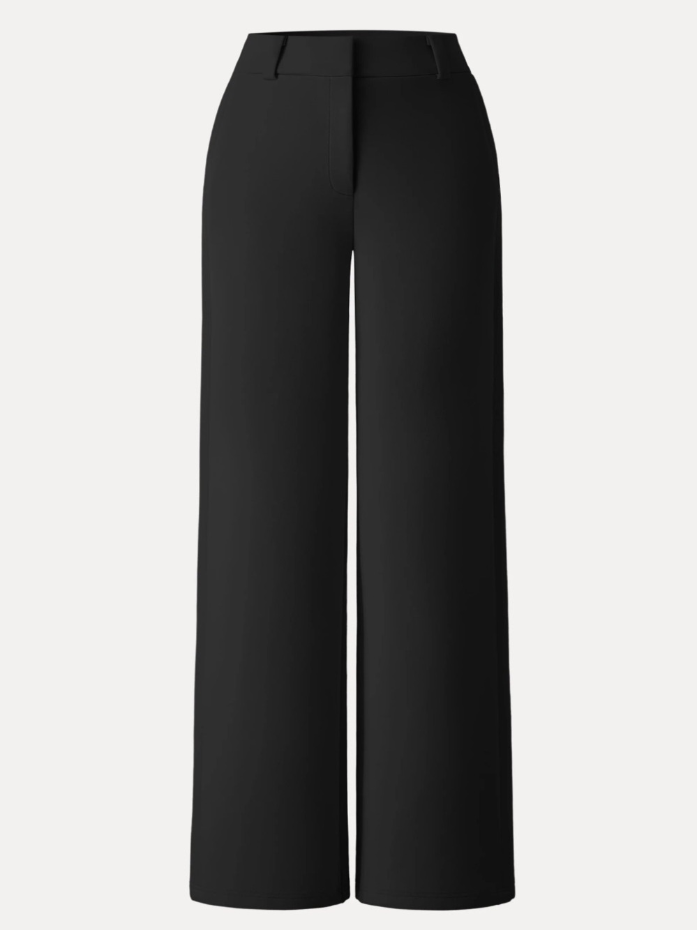 OGL | Cotton Blend Stretchy Mid Rise Fly-Front Wide Leg Trouser Black | MP New